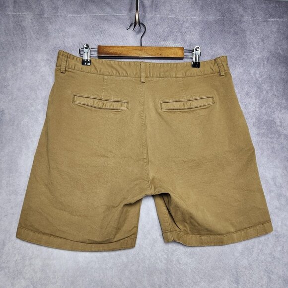 Flint and Tinder Shorts Mens 34 Brown Khaki Casual Chino Classic Summer Zip Fly - Picture 2 of 11